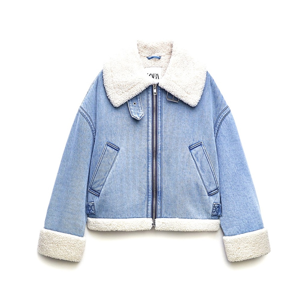 ZARA SHEARLING BIKER JACKET - Picture 3 of 8